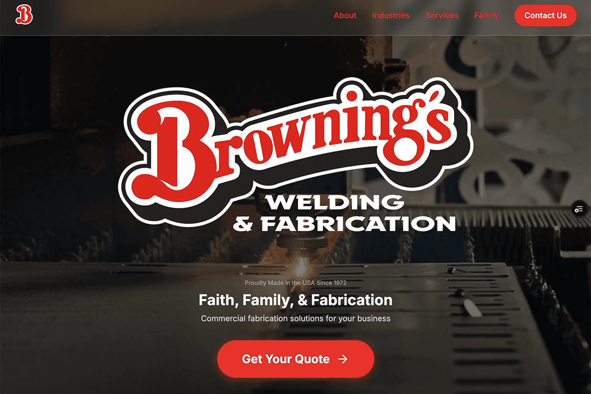 Browning's Welding website screenshot